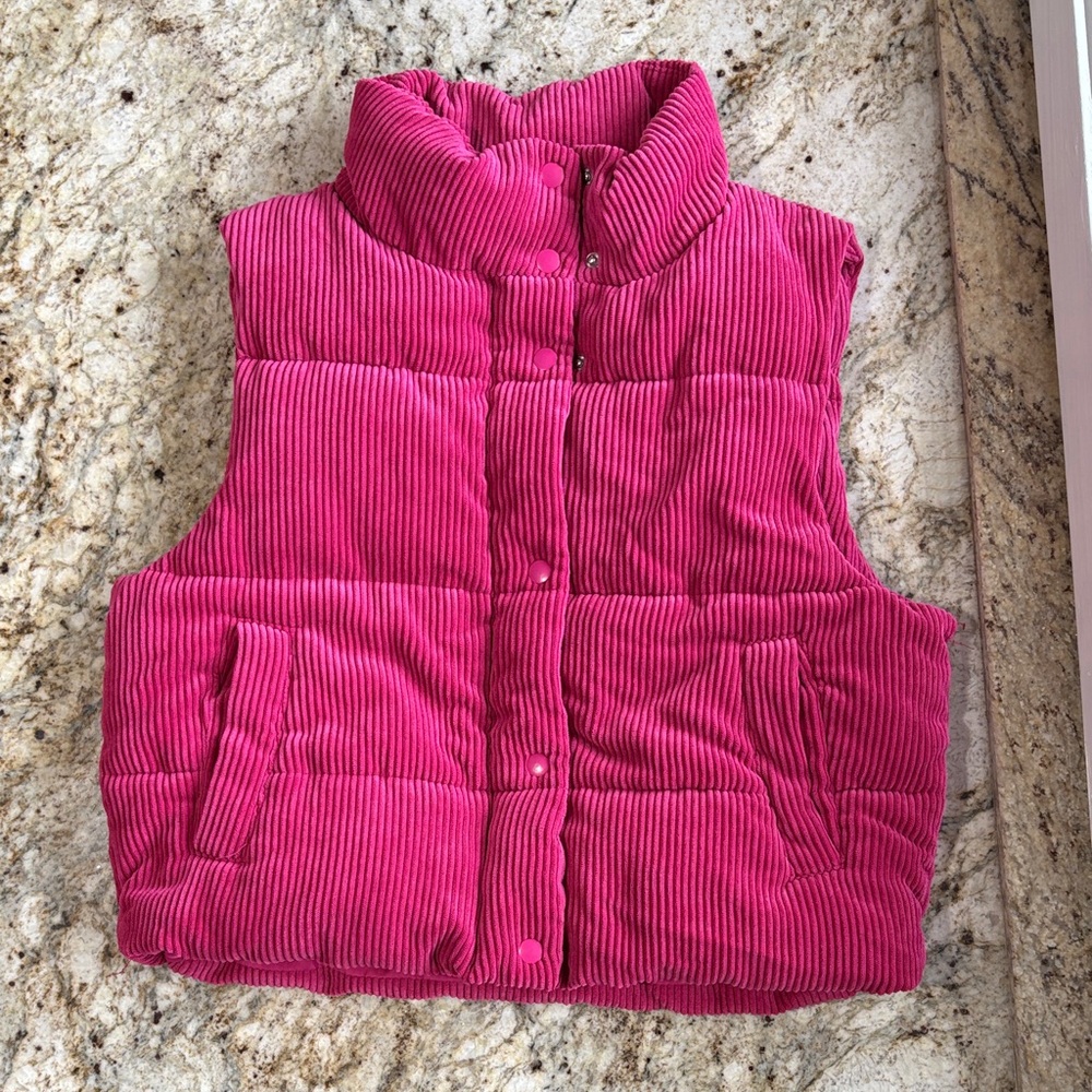 Women’s Pink Corduroy Puffer Vest